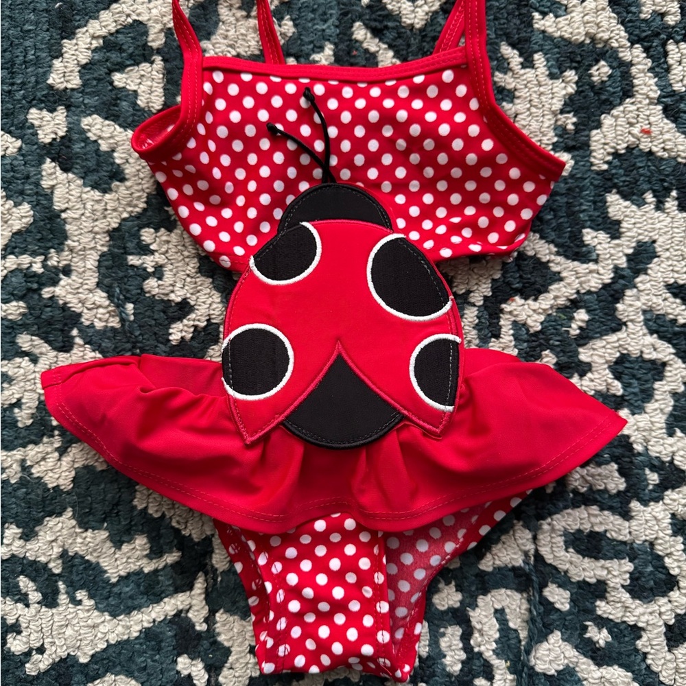 Koala Kids Red and White Ladybug Swimsuit